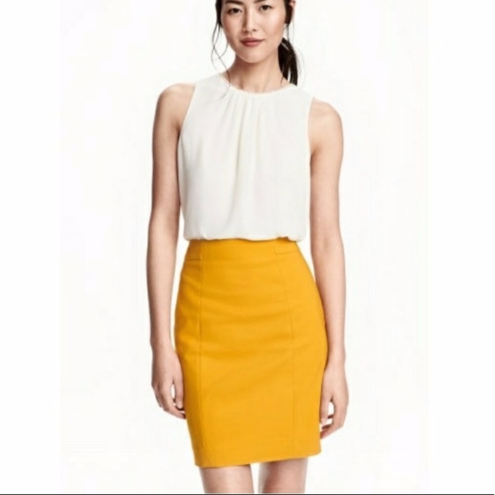 H&M mustard pencil skirt